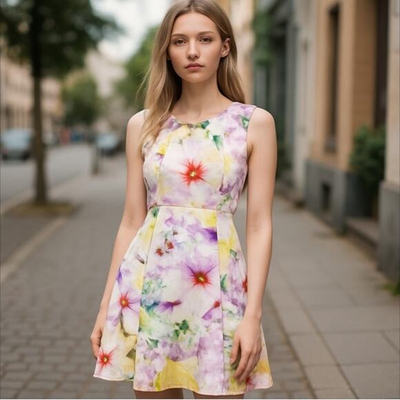 Spense Floral Spandex Mix Spring Dress Size 4 - Picture 1 of 10